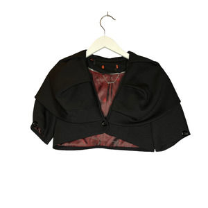 Barami Jacket Y2K Cropped Bolero Wide Collar Short Sleeve Thick Black XS